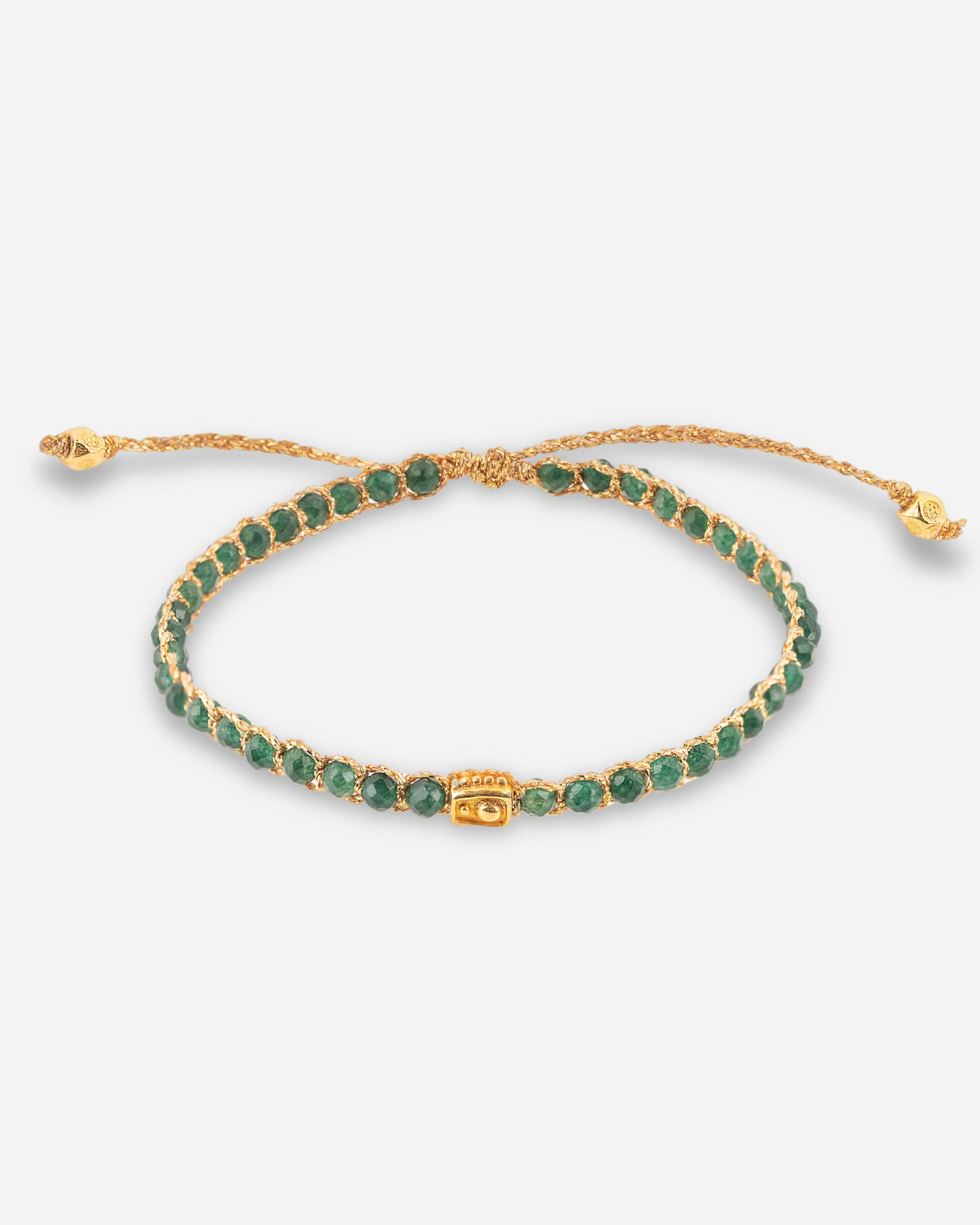 Green Emerald Agate Bracelet Gold