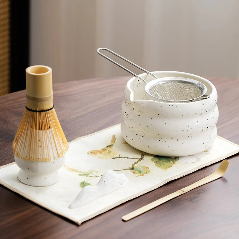 Ceramic Bowl, Bamboo Whisk & Gift Box