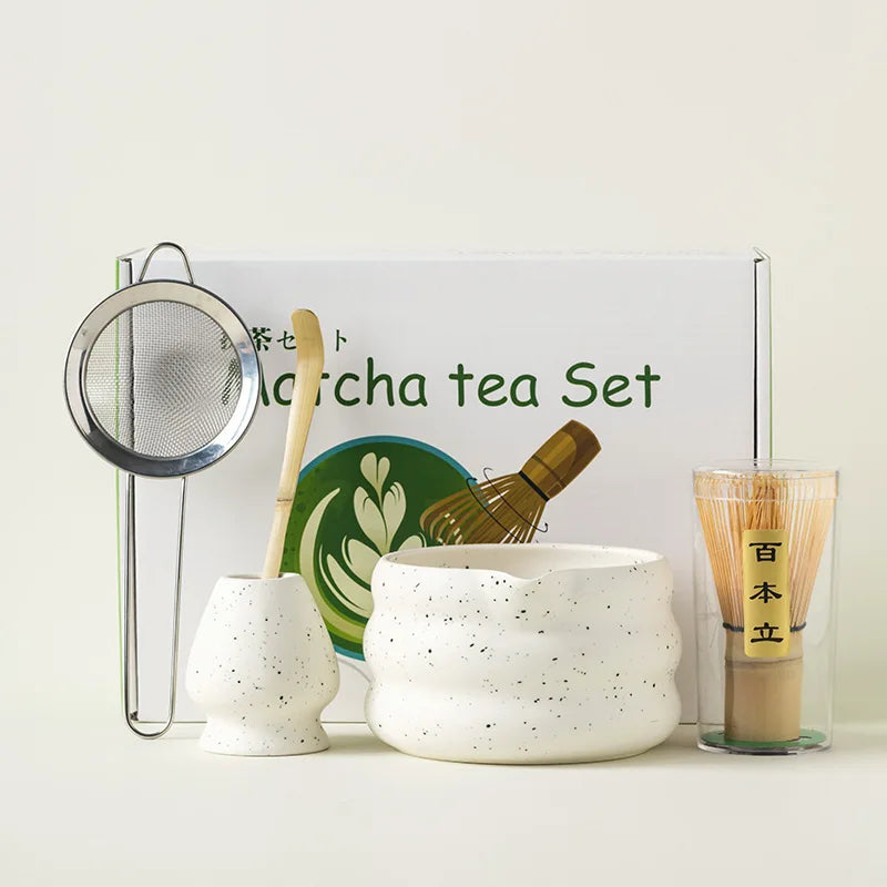 Japanese Ceramic Matcha Tea Set – Elegant White Edition