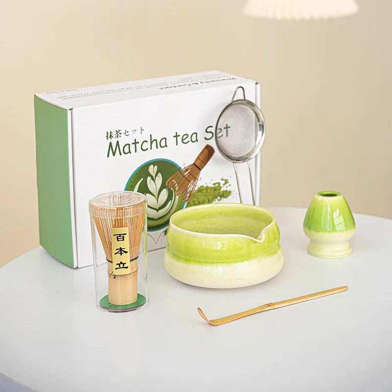 Japanese Matcha Gift Box – Ceramic Bowl, Bamboo Whisk & Tea Tool Set