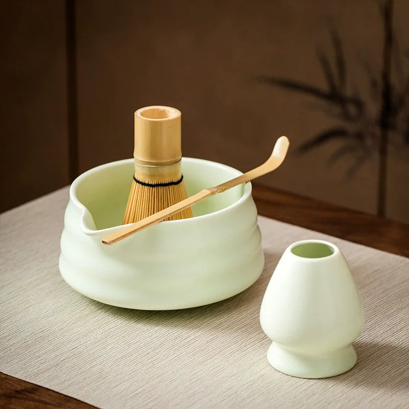 Traditional Japanese Matcha Bowl with Pouring Spout