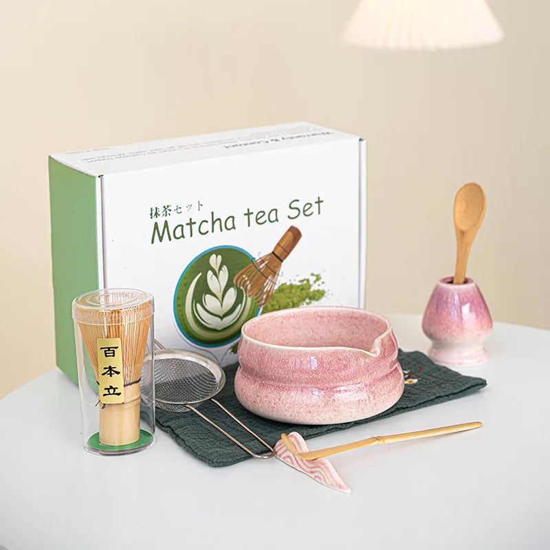 Japanese Matcha Gift Box – Ceramic Bowl, Bamboo Whisk & Tea Tool Set