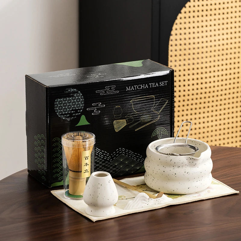 Ceramic Bowl, Bamboo Whisk & Gift Box