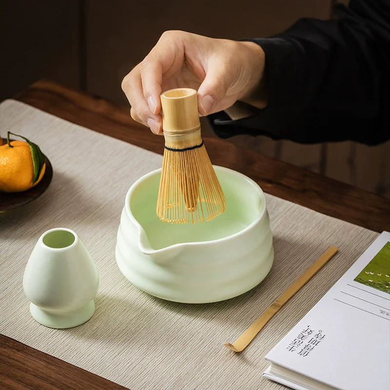 Traditional Japanese Matcha Bowl with Pouring Spout