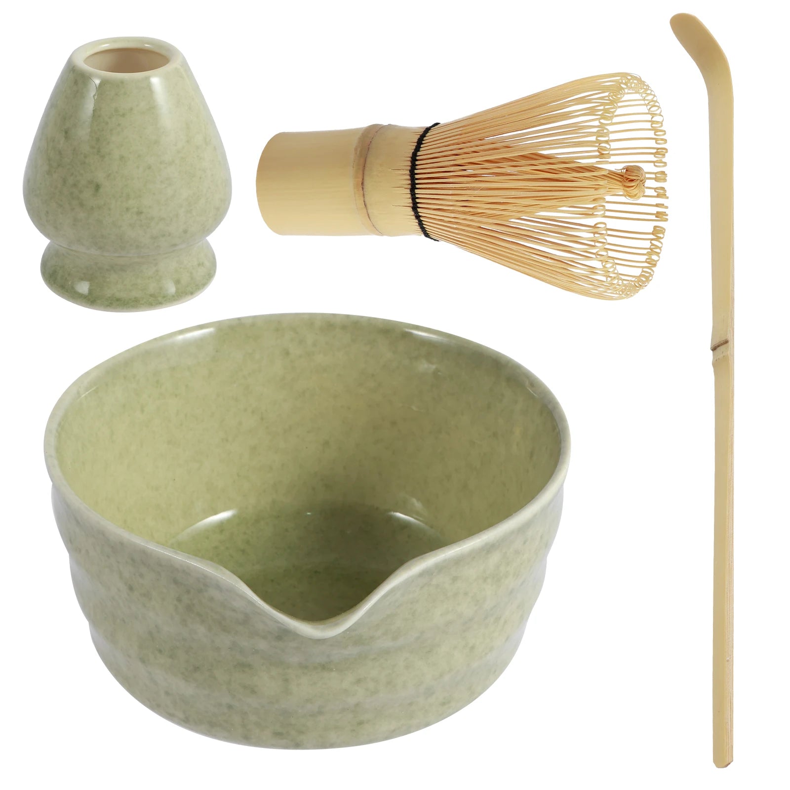 Ceramic Bowl, Bamboo Whisk (Chasen) & Scoop (Chashaku) Kit