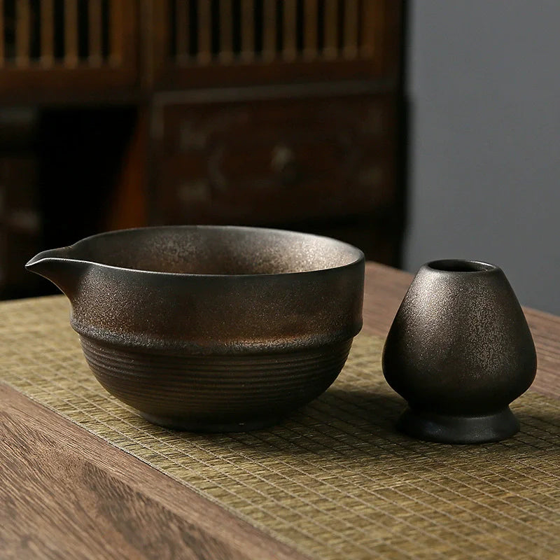 Ceramic Bowl, Bamboo Whisk & Tea Tools