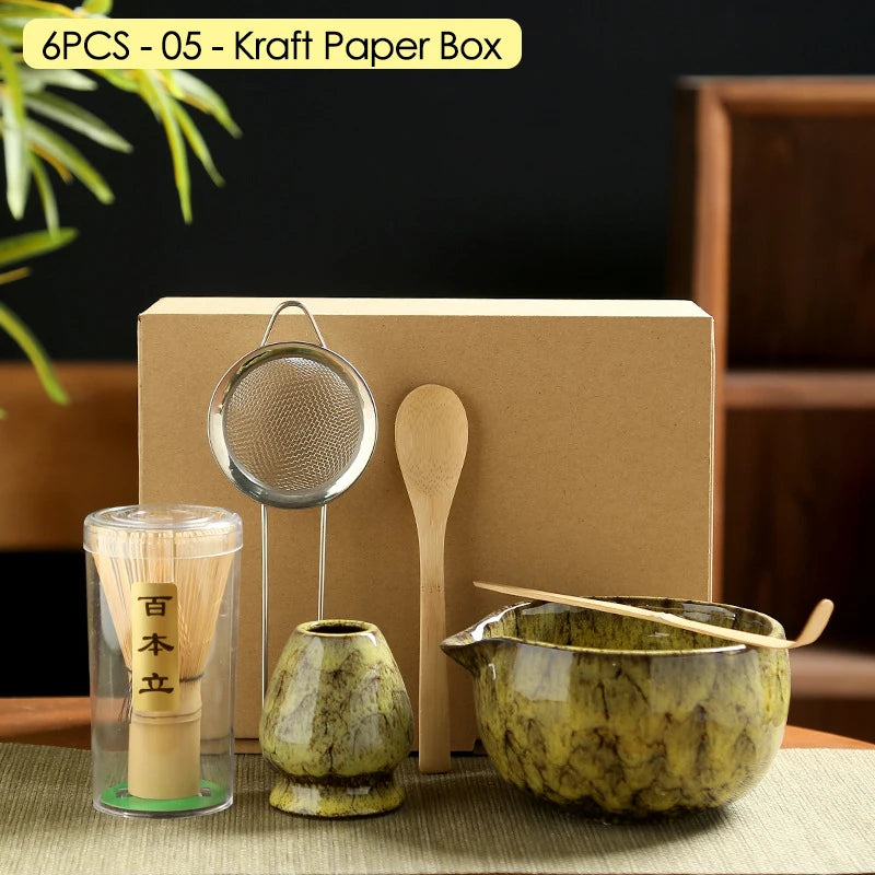 Ceramic Bowl, Bamboo Whisk & Tea Scoop Kit