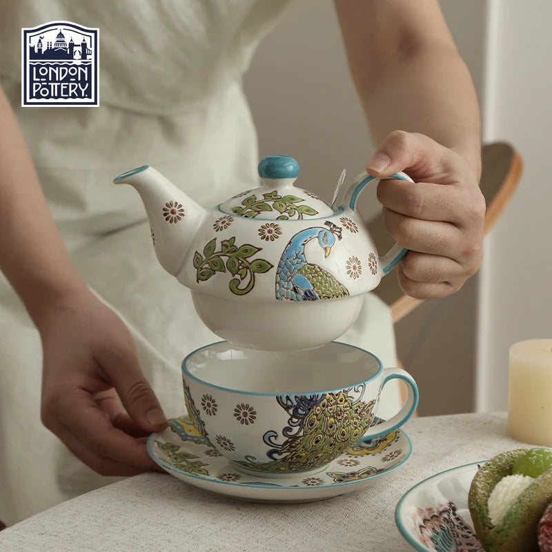 London Pottery Ceramic Tea Set – Tetra Teapot with Infuser & Strainer for Matcha & Tea