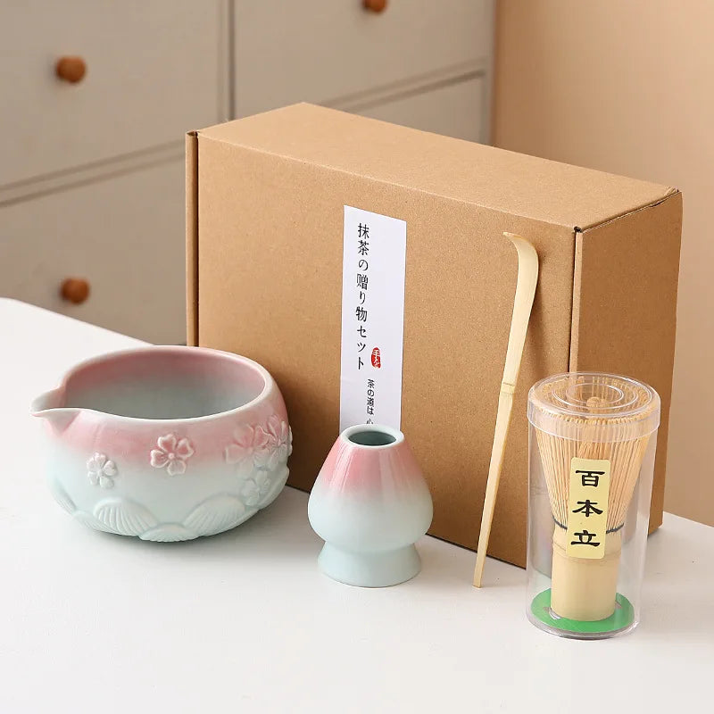 Ceramic Bowl with Spout & Bamboo Whisk