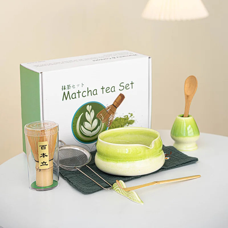 Japanese Matcha Gift Box – Ceramic Bowl, Bamboo Whisk & Tea Tool Set