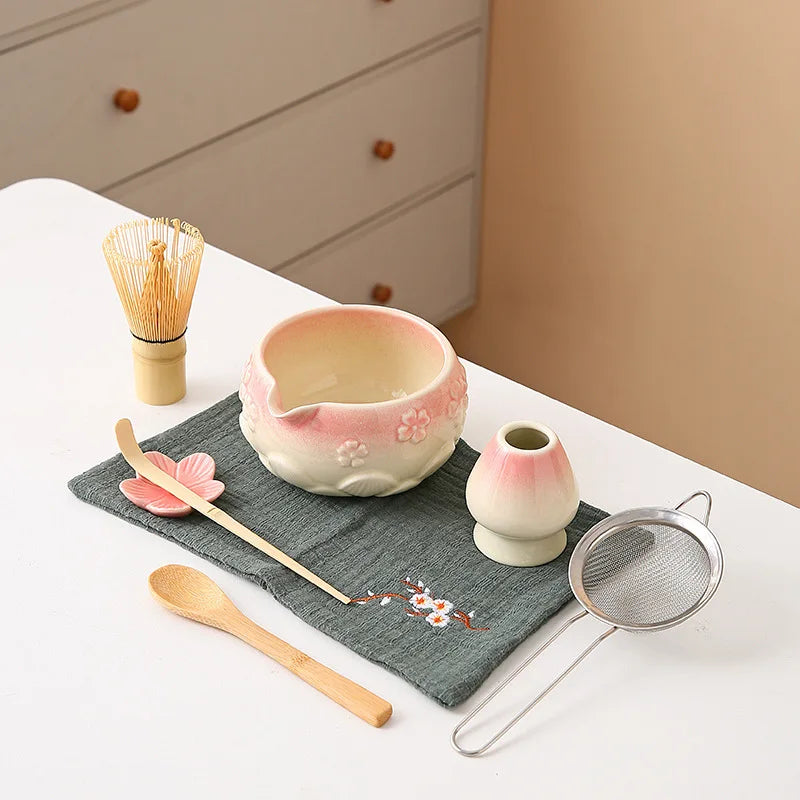 Ceramic Bowl with Spout & Bamboo Whisk