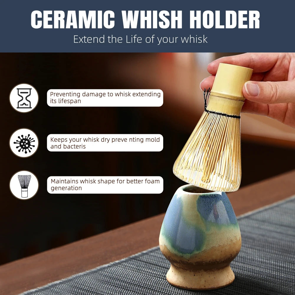 Ceramic Bowl, Bamboo Whisk & Tea Accessories Kit