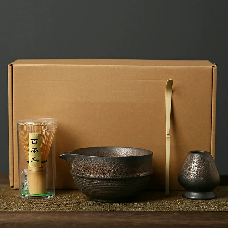 Ceramic Bowl, Bamboo Whisk & Tea Tools