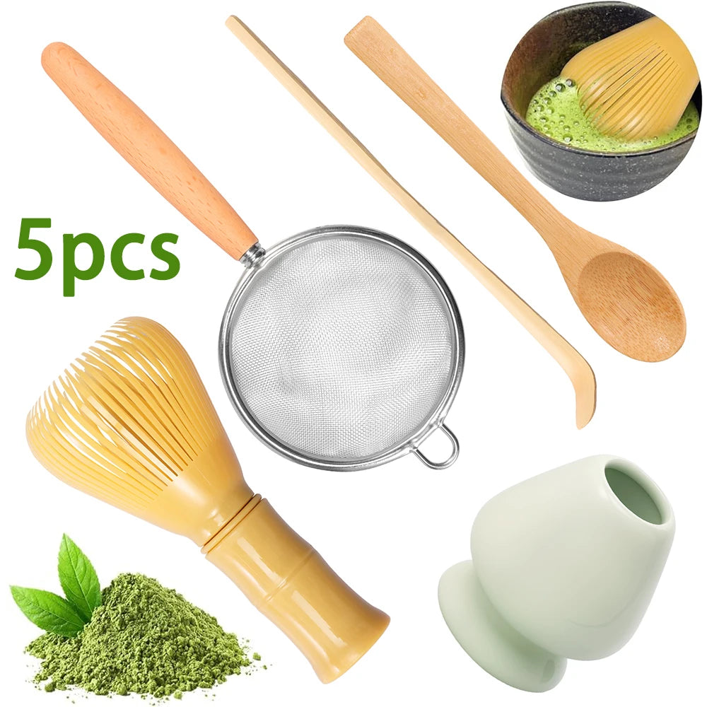 Practical Matcha Whisk Set – Whisk, Holder, Sifter, Scoop & Tea Spoon