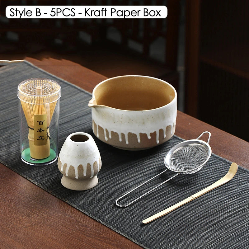Ceramic Bowl, Bamboo Whisk & Tea Scoop Kit
