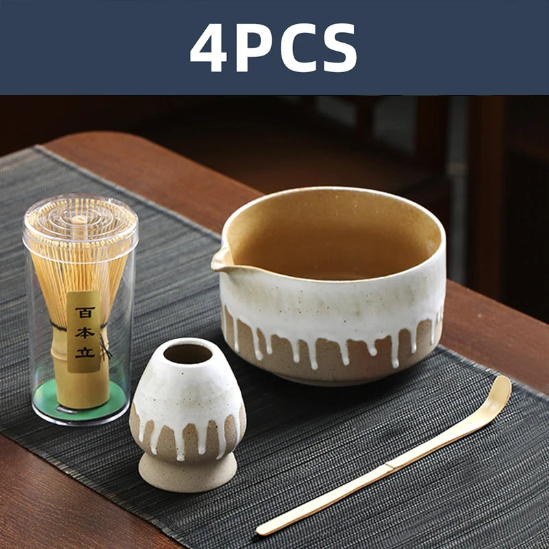 Ceramic Bowl, Bamboo Whisk & Tea Accessories Kit