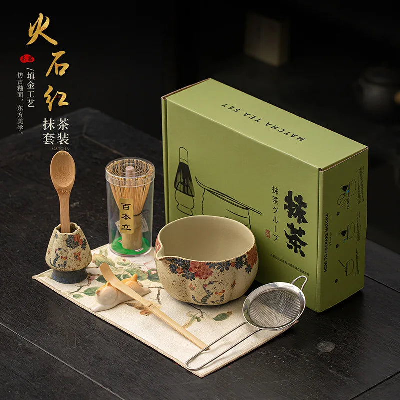 Japanese Flint Red Matcha Set