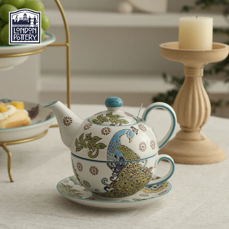 London Pottery Ceramic Tea Set – Tetra Teapot with Infuser & Strainer for Matcha & Tea