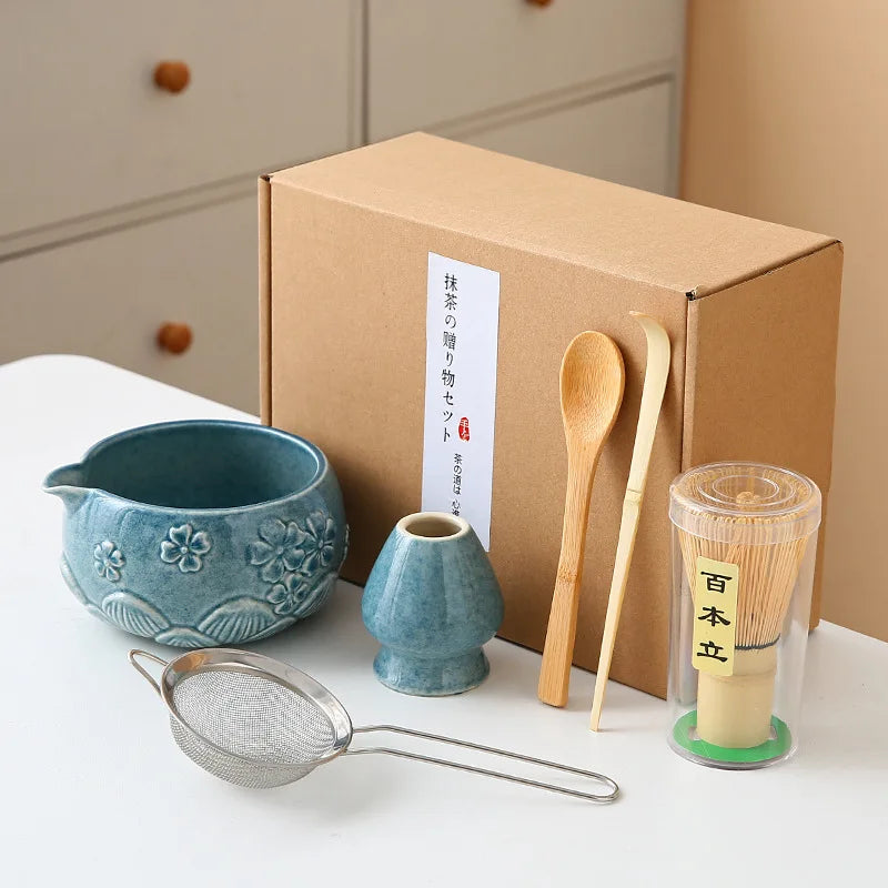 Ceramic Bowl with Spout & Bamboo Whisk