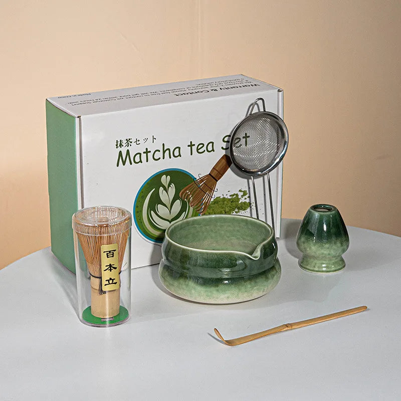 Japanese Matcha Gift Box – Ceramic Bowl, Bamboo Whisk & Tea Tool Set