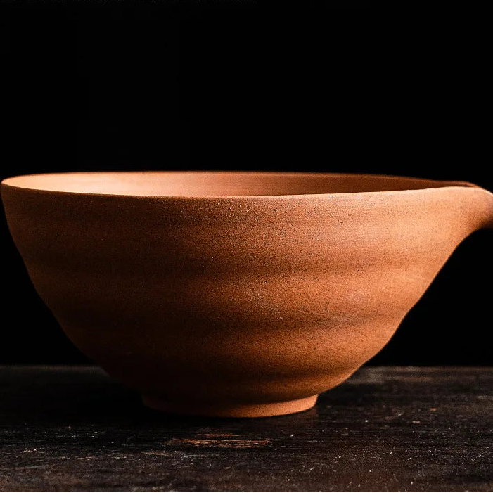 Unglazed Rock Clay Tea Bowl with Bamboo Whisk