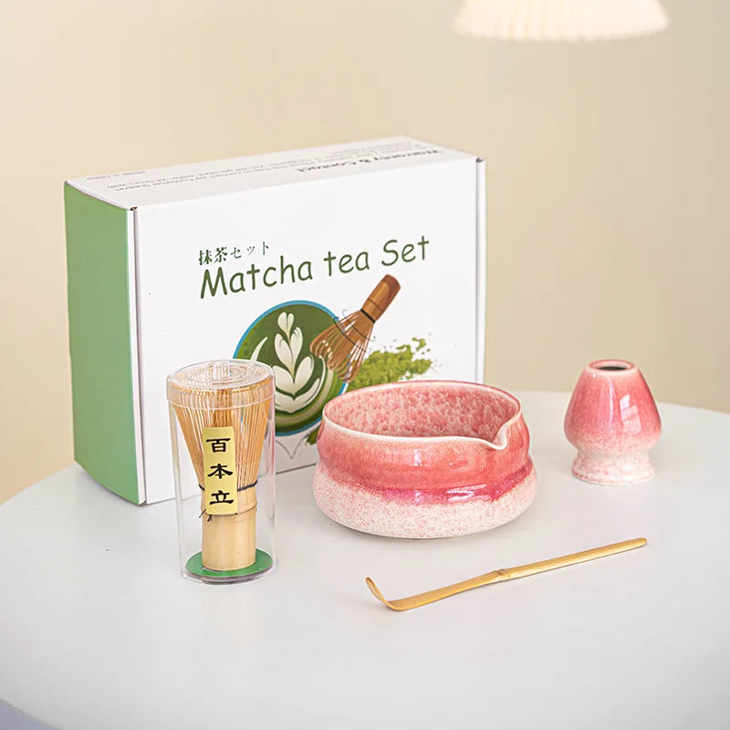 Japanese Matcha Gift Box – Ceramic Bowl, Bamboo Whisk & Tea Tool Set