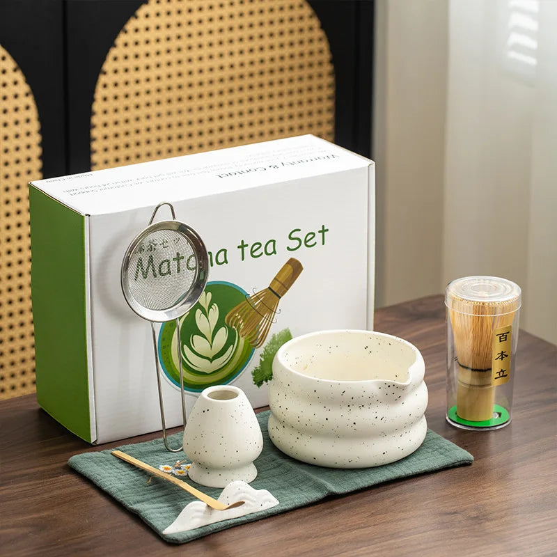 Japanese Ceramic Matcha Tea Set – Elegant White Edition