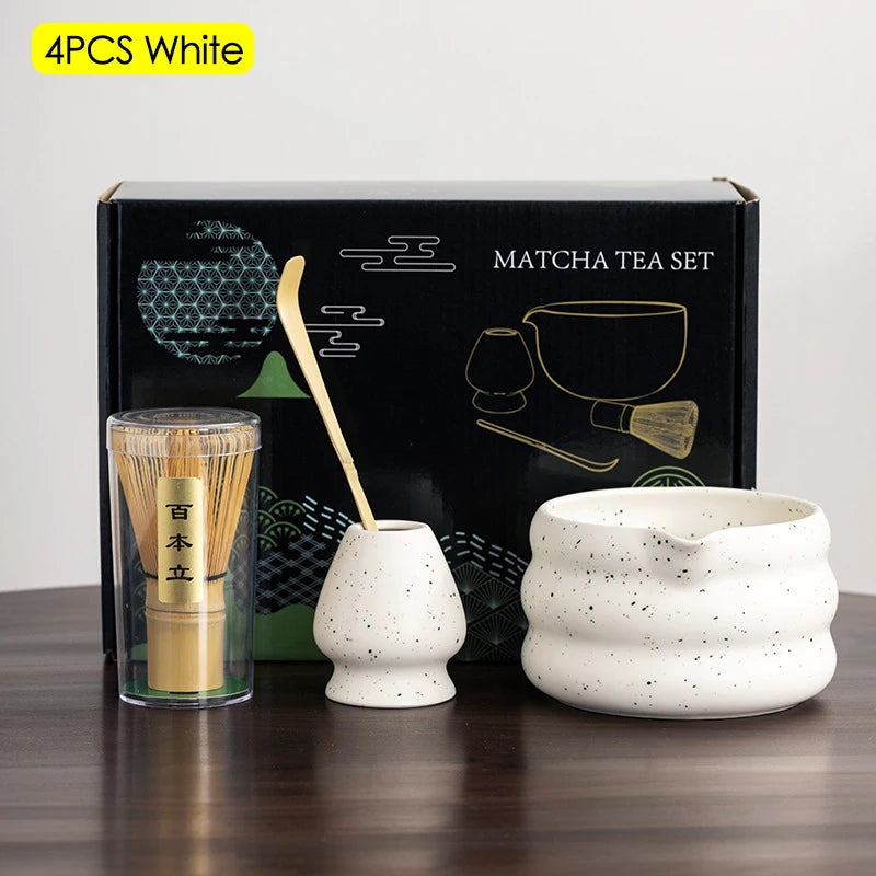 Ceramic Bowl, Bamboo Whisk & Gift Box