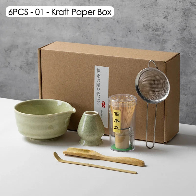 Ceramic Bowl, Bamboo Whisk & Tea Scoop Kit