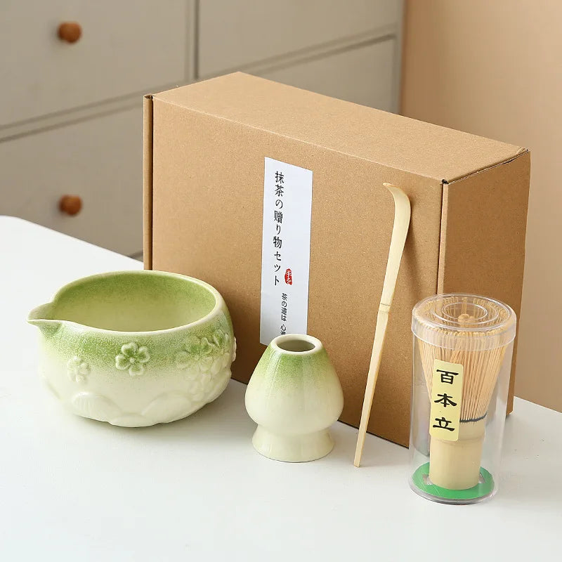 Ceramic Bowl with Spout & Bamboo Whisk