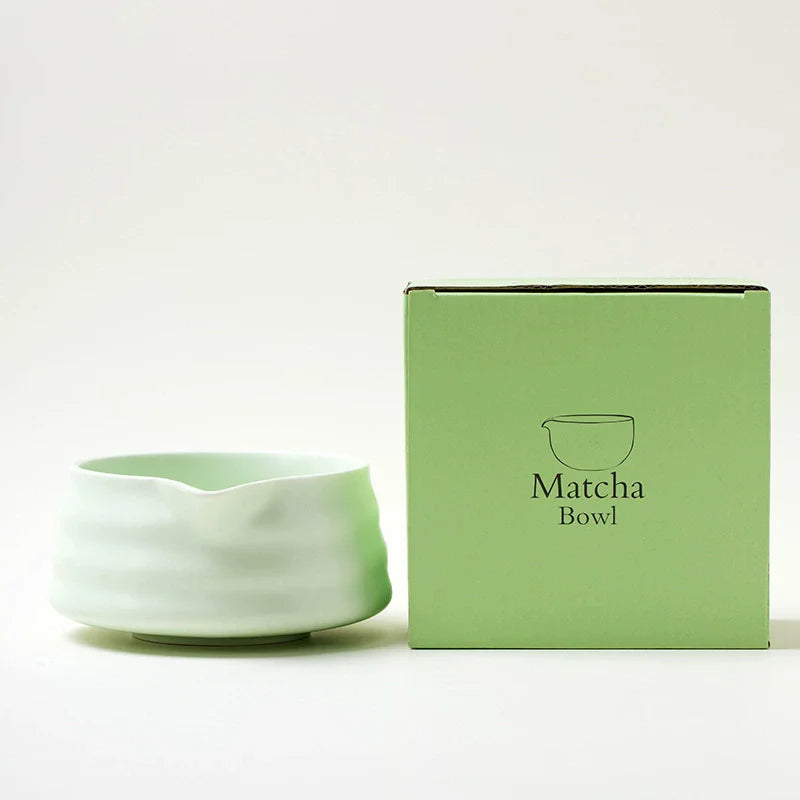 Japanese Matcha Ceramic Bowl – With Pouring Spout & Whisk Holder for Tea Lovers