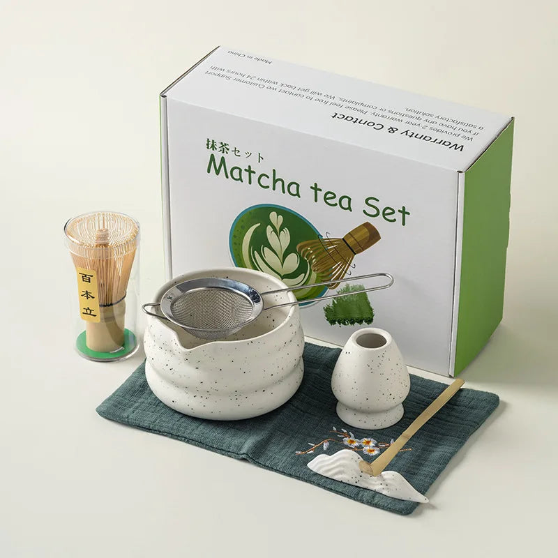 Japanese Ceramic Matcha Tea Set – Elegant White Edition