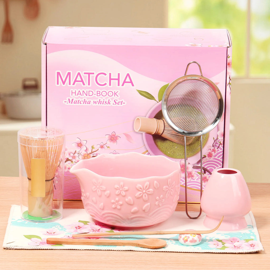 Ceramic Bowl, Bamboo Whisk & Complete Tea Accessories Kit
