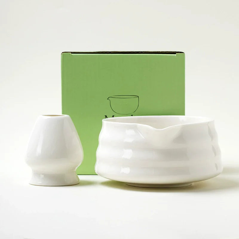Traditional Japanese Matcha Bowl with Pouring Spout