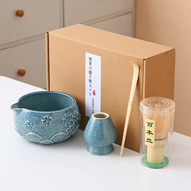 Ceramic Bowl with Spout & Bamboo Whisk
