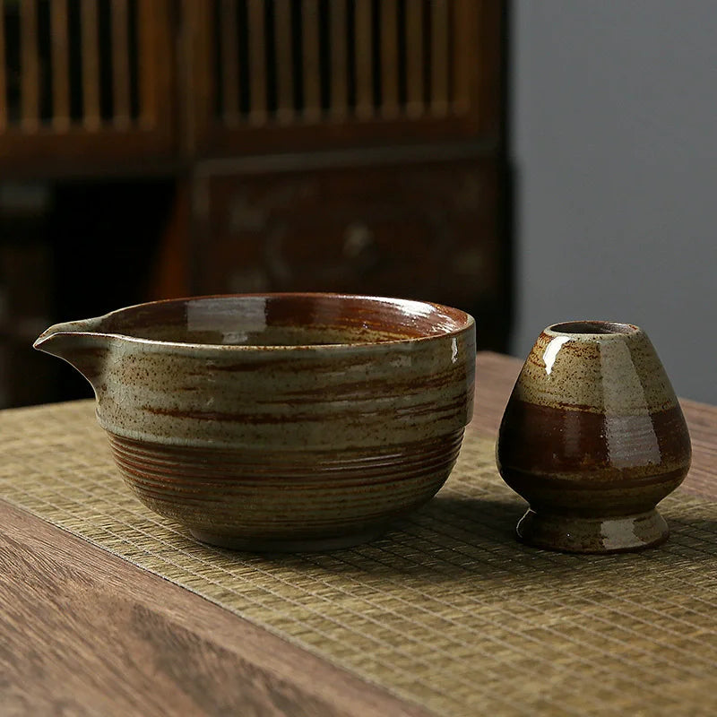 Ceramic Bowl, Bamboo Whisk & Tea Tools