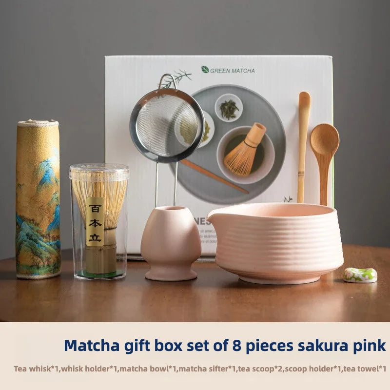 Ceremonial Ceramic Bowl, Bamboo Whisk & Gift Box