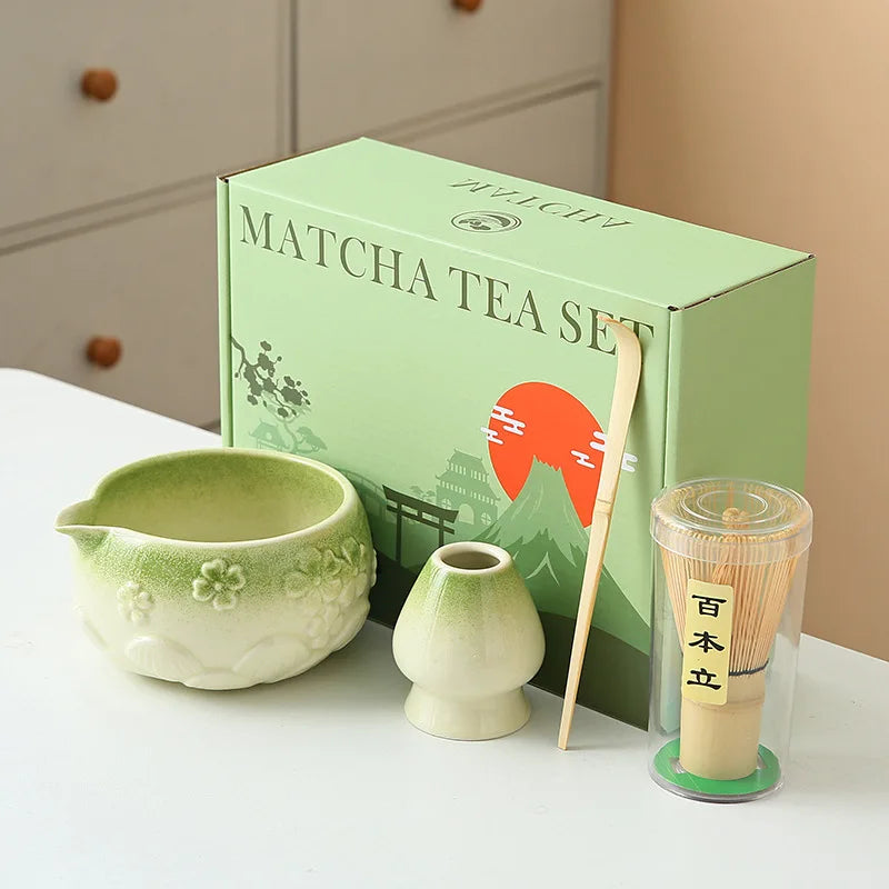 Ceramic Bowl with Spout & Bamboo Whisk