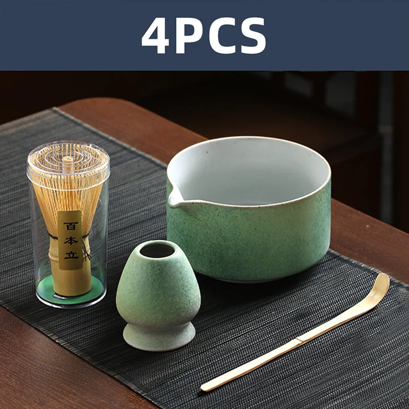 Ceramic Bowl, Bamboo Whisk & Tea Accessories Kit