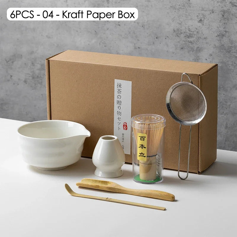 Ceramic Bowl, Bamboo Whisk & Tea Scoop Kit