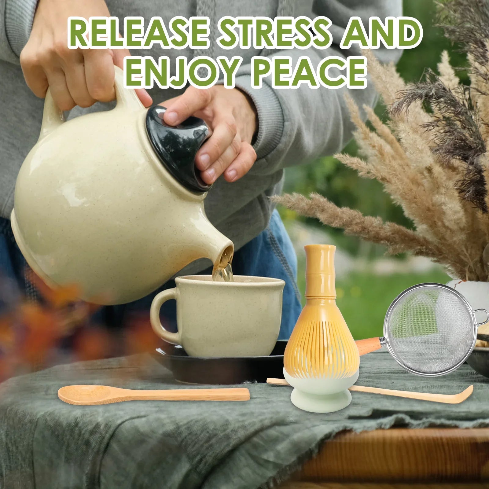 Practical Matcha Whisk Set – Whisk, Holder, Sifter, Scoop & Tea Spoon