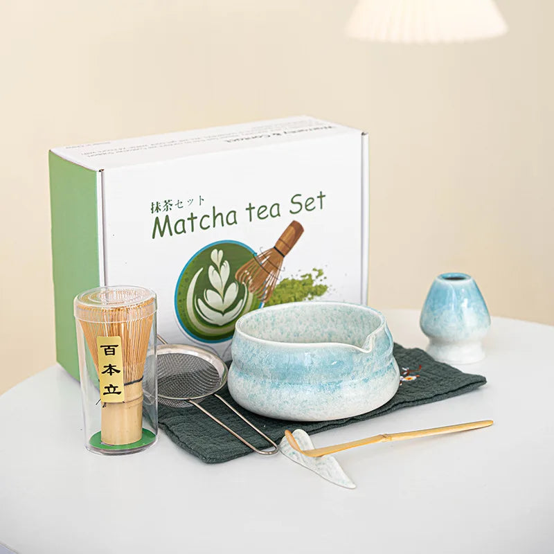 Japanese Matcha Gift Box – Ceramic Bowl, Bamboo Whisk & Tea Tool Set