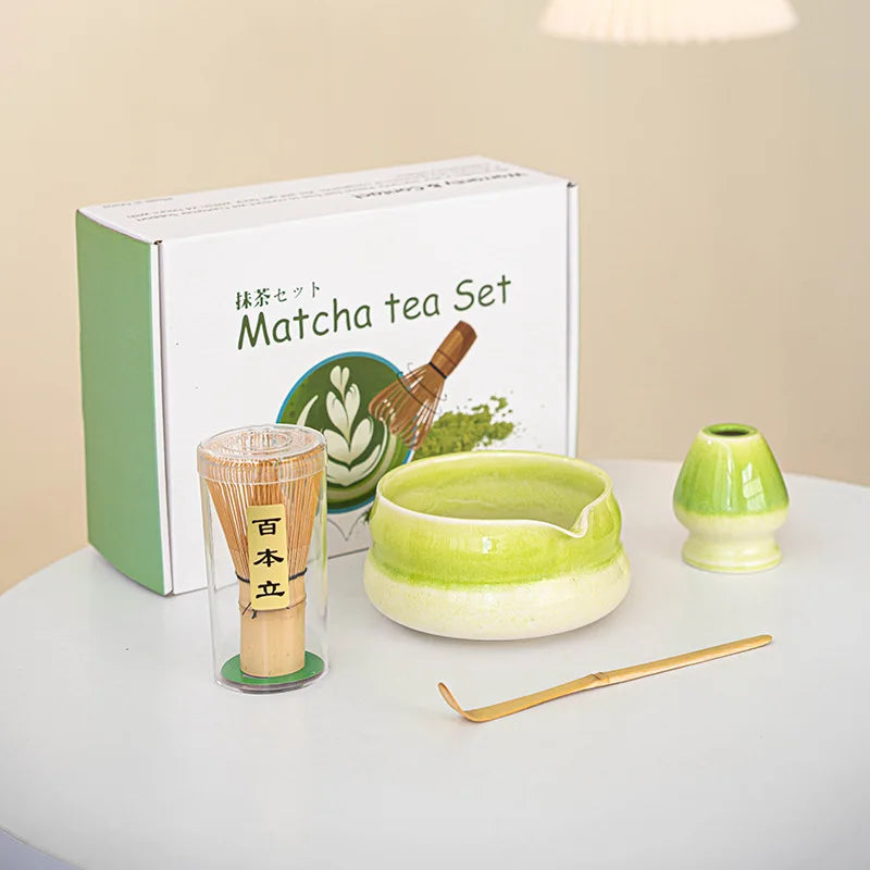 Japanese Matcha Gift Box – Ceramic Bowl, Bamboo Whisk & Tea Tool Set