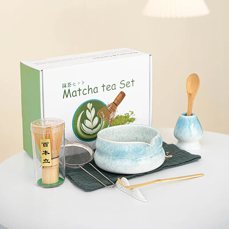 Japanese Matcha Gift Box – Ceramic Bowl, Bamboo Whisk & Tea Tool Set