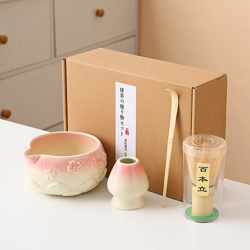 Ceramic Bowl with Spout & Bamboo Whisk