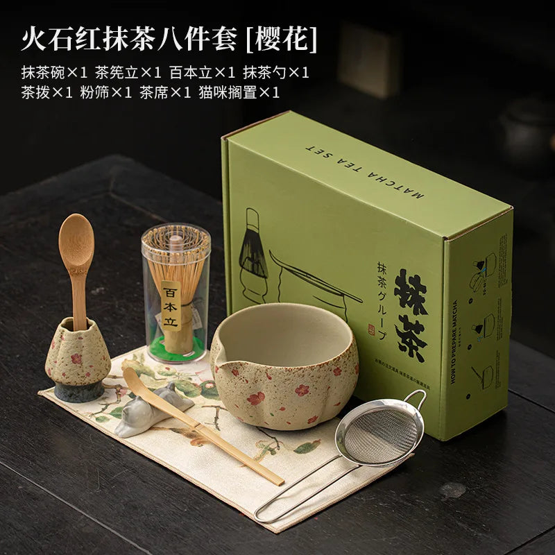 Japanese Flint Red Matcha Set