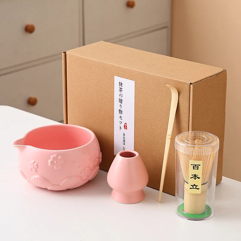 Ceramic Bowl with Spout & Bamboo Whisk