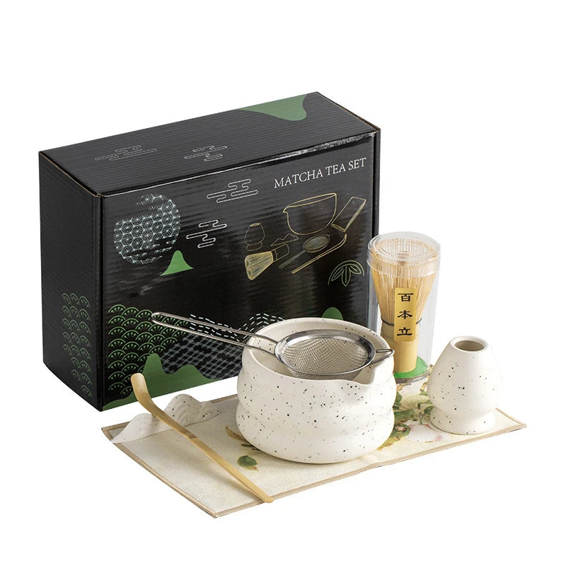 Ceramic Bowl, Bamboo Whisk & Gift Box