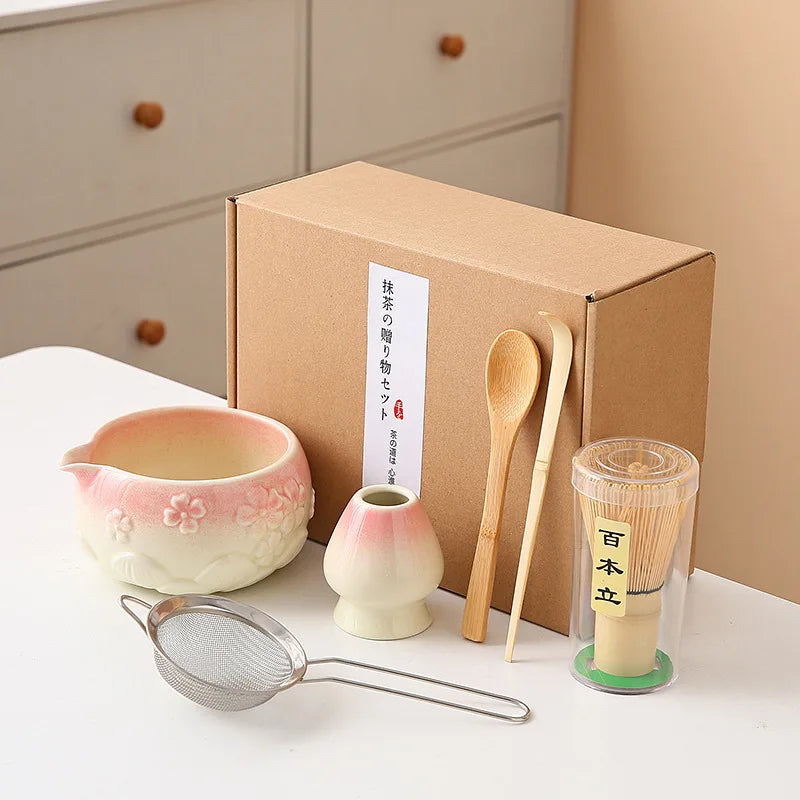 Ceramic Bowl with Spout & Bamboo Whisk