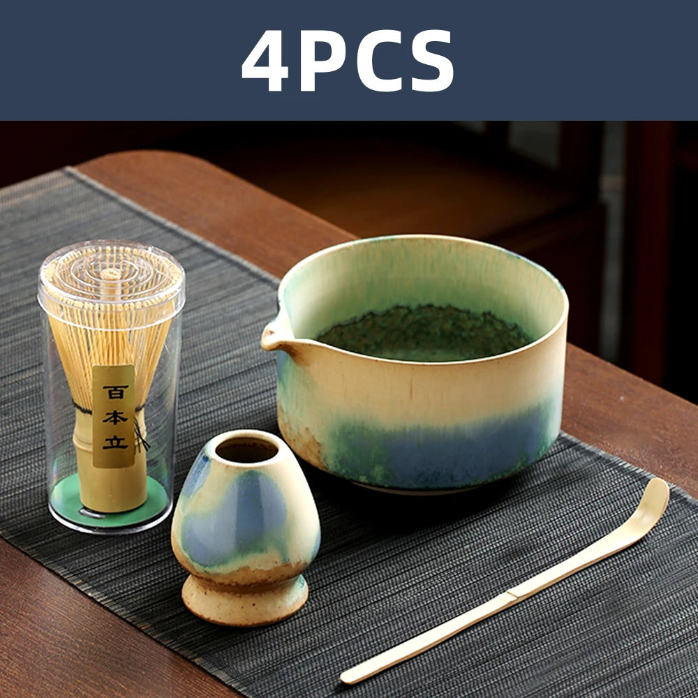 Ceramic Bowl, Bamboo Whisk & Tea Accessories Kit